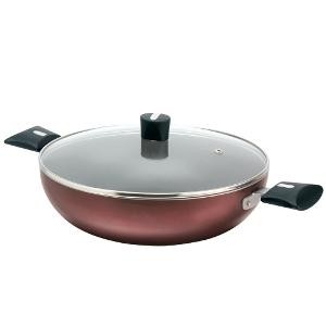   Nirlep Non-stick Aliminium Kadhai with Lid - Maroon 