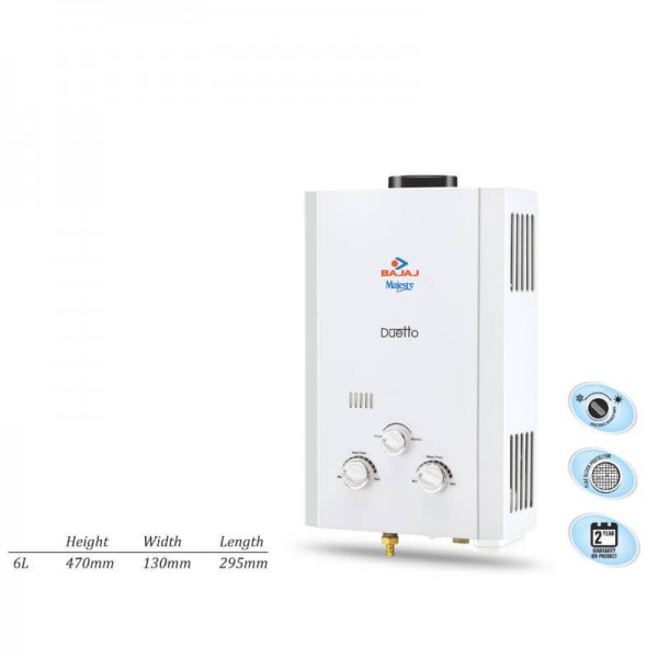 Bajaj Majesty Duetto LPG 6-Litre Water Heater (White)