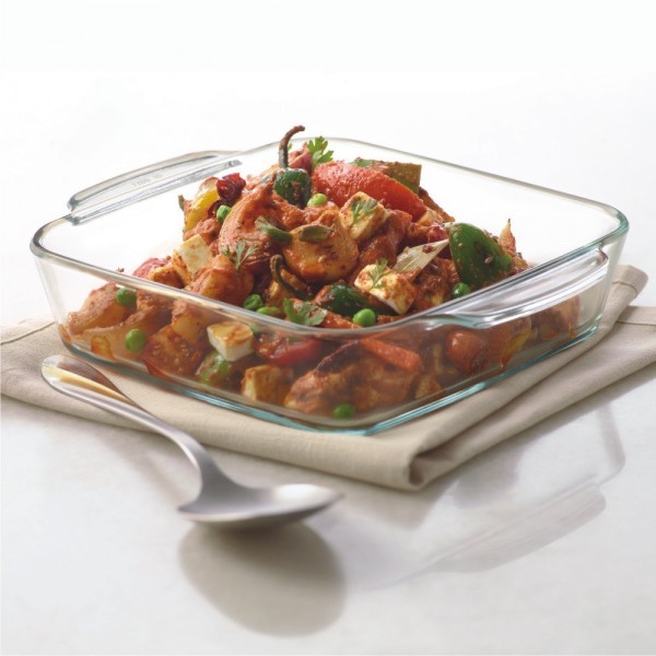 Borosil Square Dish with Handle, 1.6 Litres 