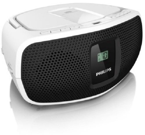 Philips AZ390W Sound Machine Boombox (Black and White) 