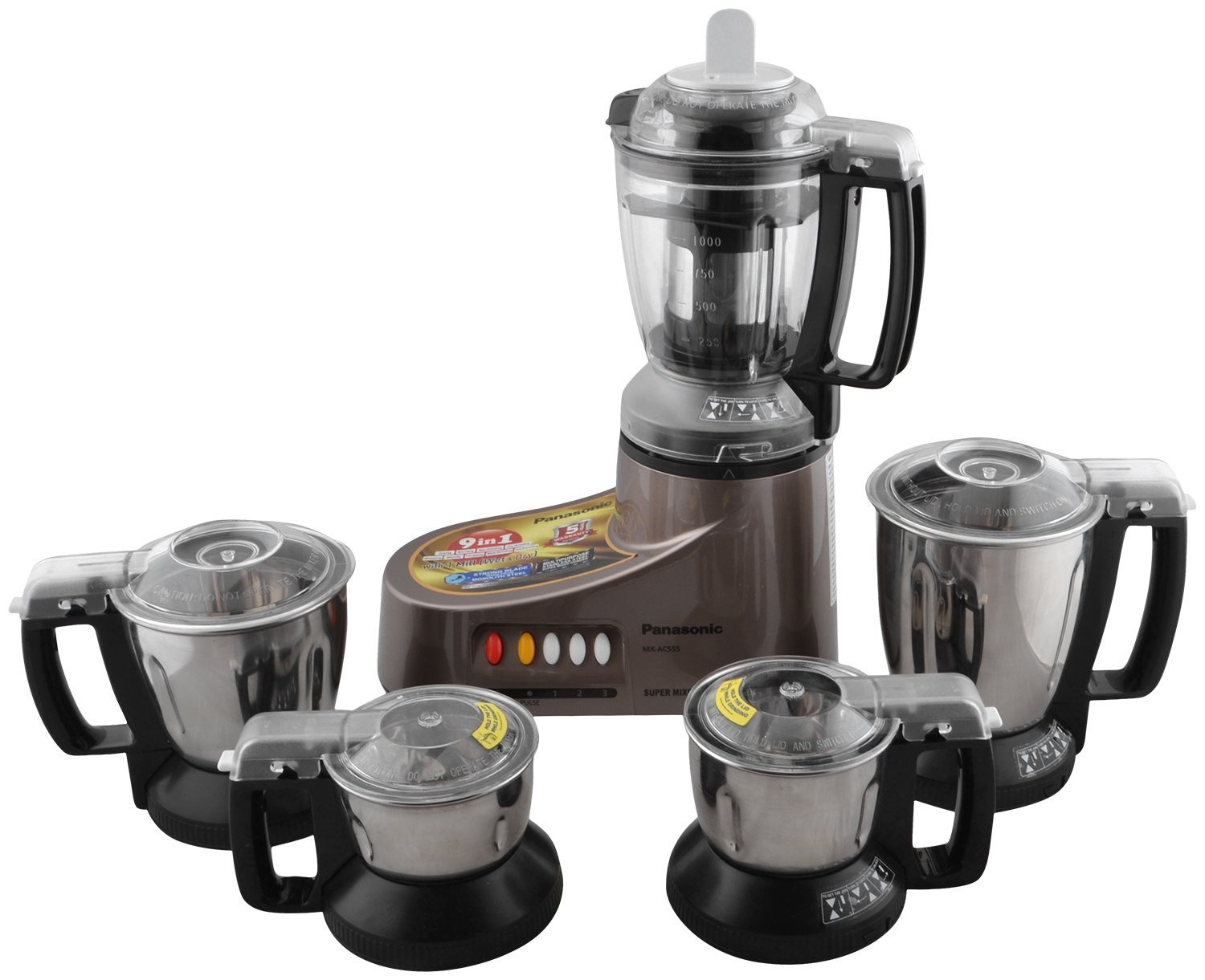 Panasonic MX-AC555 New 550-Watt Mixer Grinder with 5 Jars (Bronze)