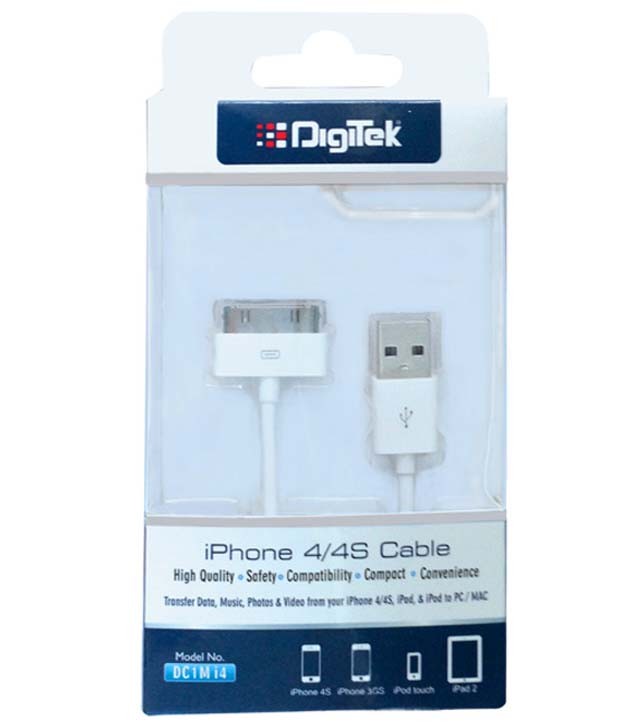 Digitek USB Charger for Apple iPhone 4S -White