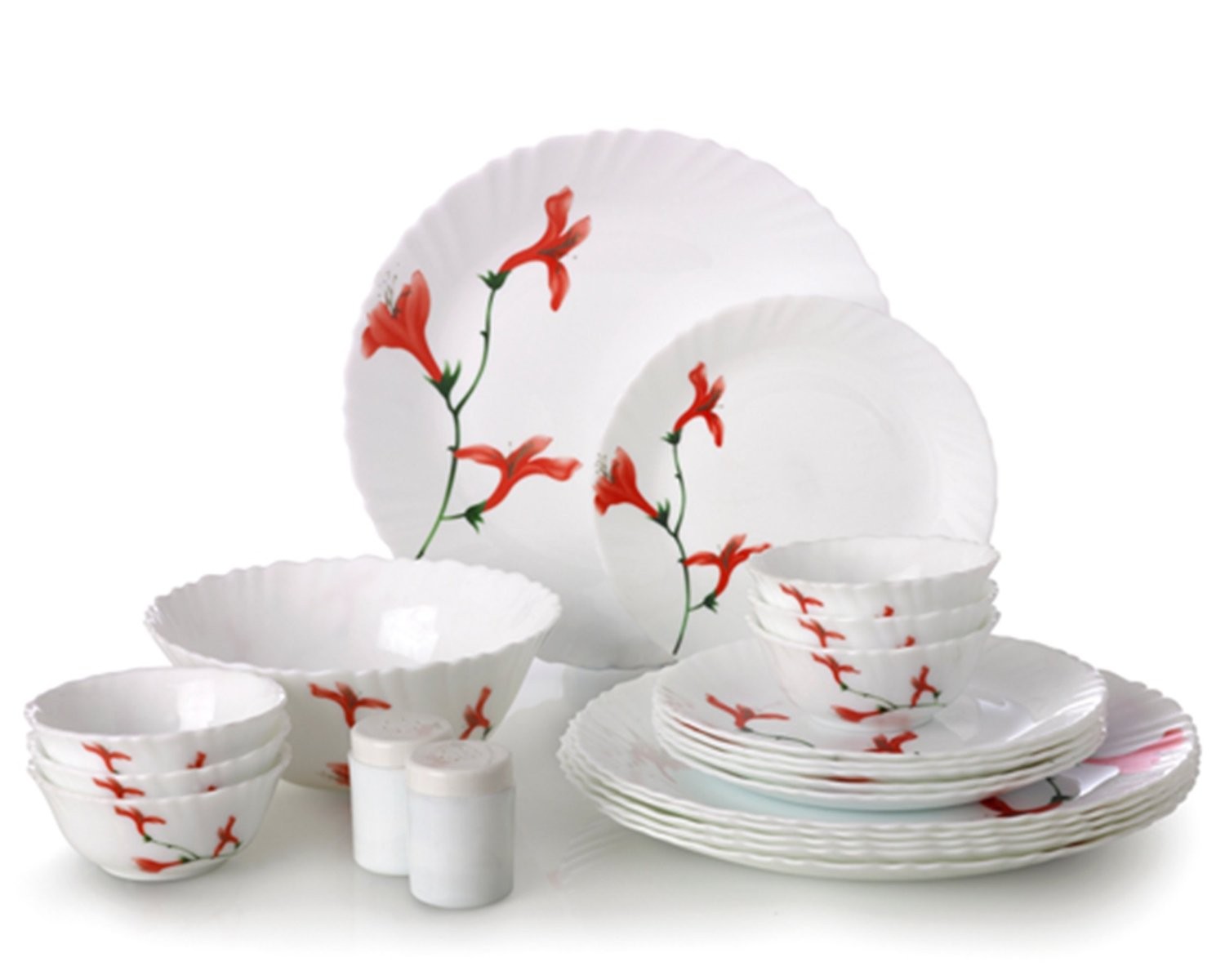 LaOpala Divine Petals 35/23Pcs Opalware Dinner Set