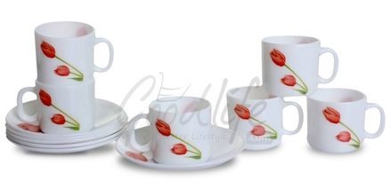 LaOpala Regular Coffee Cup & Saucer Set - Scarlet Duet