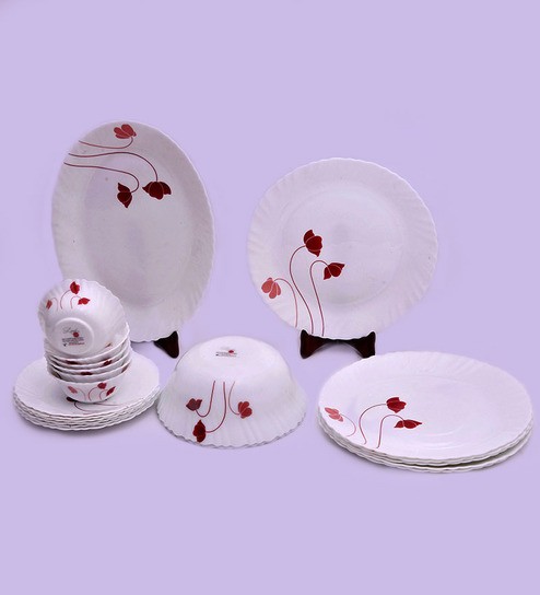 Larah by Borosil Fluted Aphrodite Opal Glass 21-piece Dinner Set