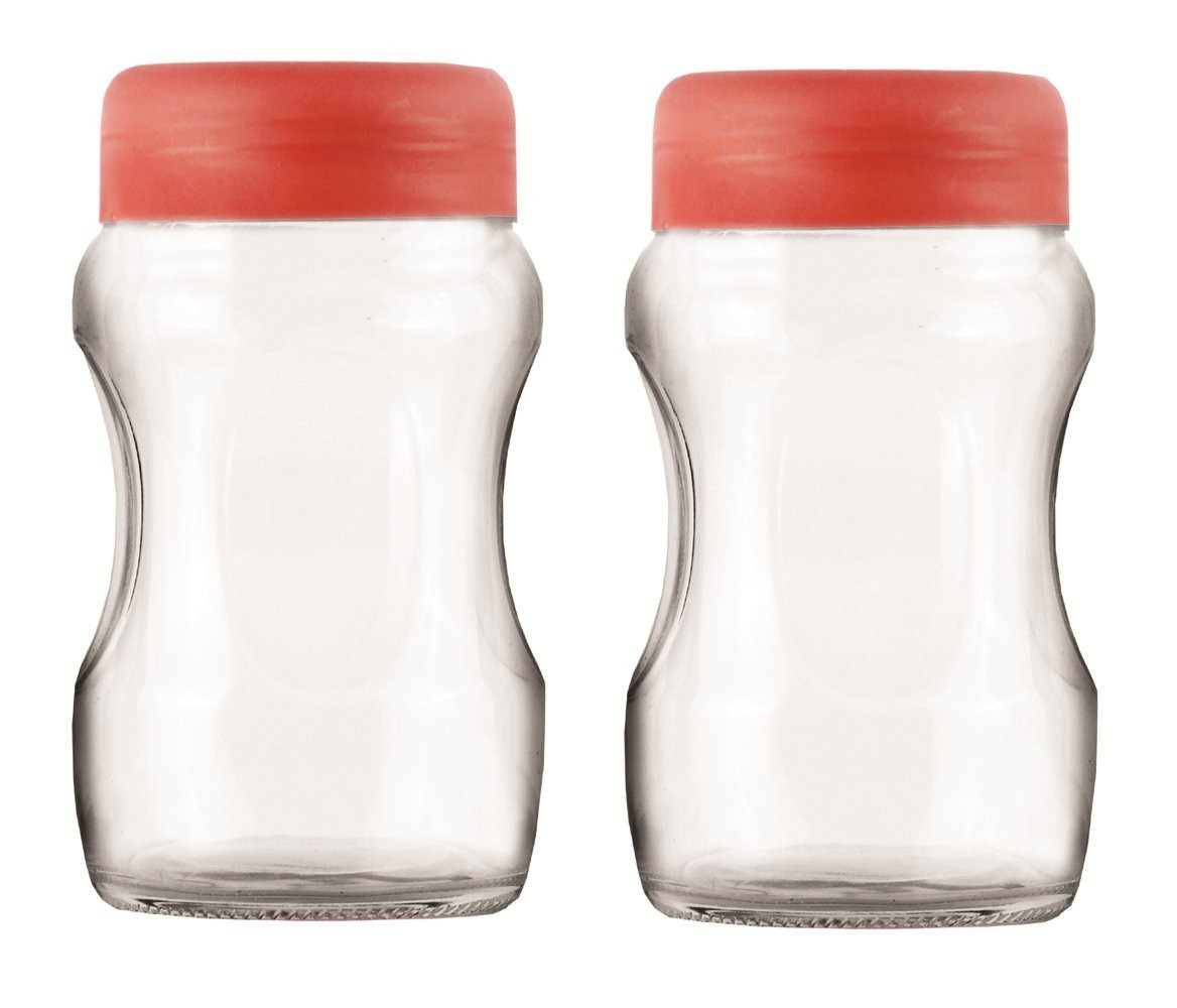 Roxx Curvy Jar Set, 700ml, Set of 2, Red 