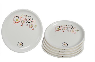 Signoraware Designer Full Plate Round Solid Plastic Plate (White, Pack of 6