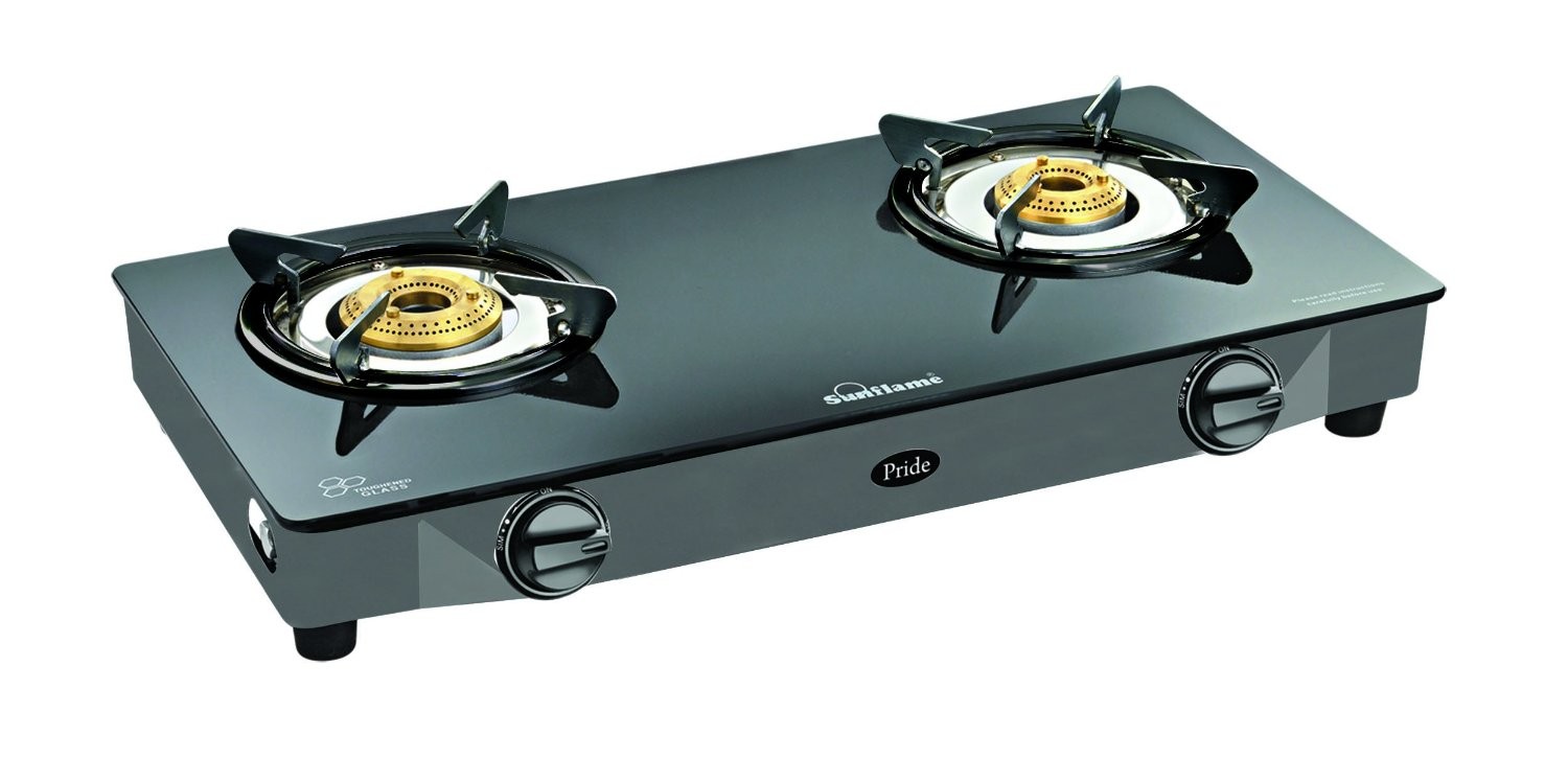 Sunflame Pride Gas Stove  Glass Top SS 2 burner