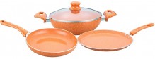 Wonderchef Tangerine Induction Base Aluminium Cookware Set, 4-Pieces, Orange 