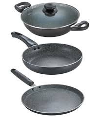 Prestige Omega Deluxe Granite Non Stick Cookware 3 Pc Set