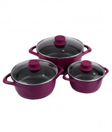 Wonderchef Ceramide 3Pc Casserole Set - purple