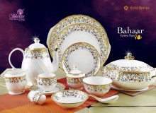 Bharat Kareena Dinner Set, 38-Pieces, Gold/Green