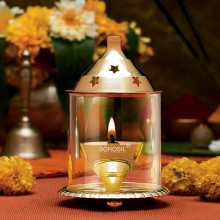 Borosil Akhand Diya (Large, Brass) 