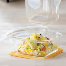 Borosil Klip & Store Square Containers with Lid, 520ml 