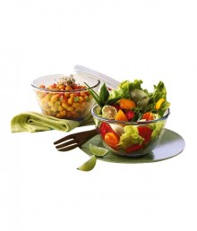 Borosil Set of 2 Mixing Bowl with Plastic Lid