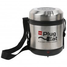 Cello Electro Lunch Box with 3 Containers Outer Material Stainless Steel, Colour Black 