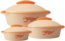  Milton Crisp Jr Deluxe Pack of 3 Casserole Set (500 ml, 1500 ml, 2000 ml) 