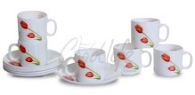 LaOpala Regular Coffee Cup & Saucer Set - Scarlet Duet