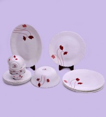 Larah by Borosil Fluted Aphrodite Opal Glass 21-piece Dinner Set