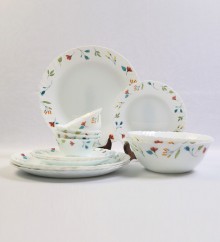 Larah by Borosil Minerva White Opal Glass 18-piece Dinner Set