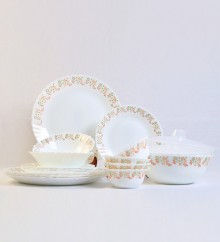Larah by Borosil Terra White Opal Glass 18-piece Dinner Set