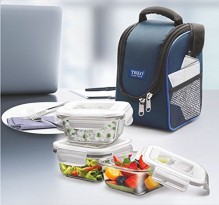 Treo Health First 3 pcs Square Container Lunch Box, 300ml 