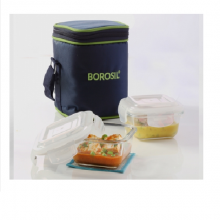 Borosil Microwavable Lunch Box Set of 2 Square Dish 320 ML