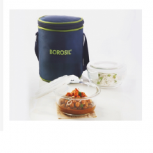 Borosil Microwavable Lunch Box Set of 2 Round Dish 400 ML