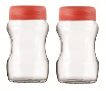 Roxx Curvy Jar Set, 700ml, Set of 2, Red 