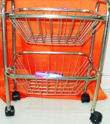 Manya World 2 Shelf Basket Trolly (Square Section)