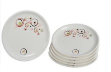 Signoraware Designer Full Plate Round Solid Plastic Plate (White, Pack of 6