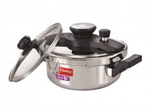Prestige Clip on Stainless Steel 3 ltr pressure cooker Universal Lid along and glass lid with ladle holder