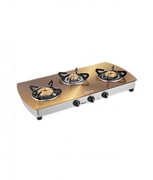 Sunflame 3B-SS Crystal Toughened Glass Cooktop Metallic Gold