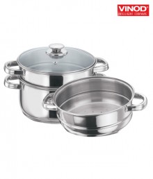 Vinod 18 cm 3 Tire Steamer With Glass Lid